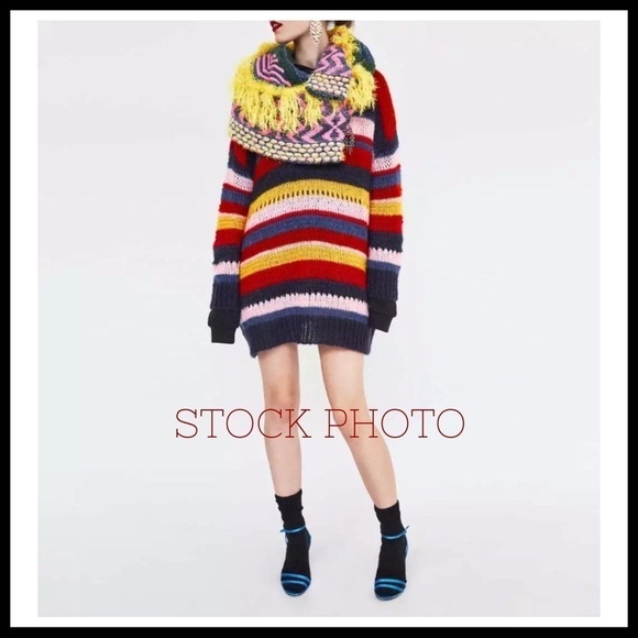 ZARA Oversized Multi-Coloured Mohair Sweater - Picture 6 of 8